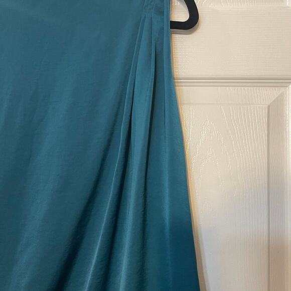 Vince Sleeveless Blouse Size 8 front asymmetrical drape deep jeweled teal color - Picture 4 of 16